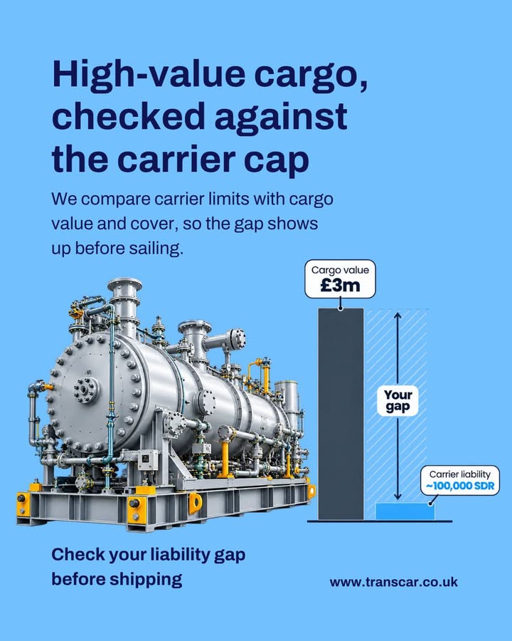 If a carrier loses your 50-tonne compressor at sea, how much do they owe you?